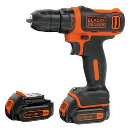 Black+Decker Trapano/Avvitatore Compatto con Doppia Batteria e Valigetta 10,8V Litio 1,5Ah