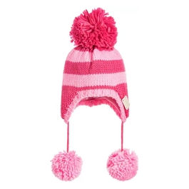 Cappello Rosa a Righe con Ponpon S 0-12 Mesi