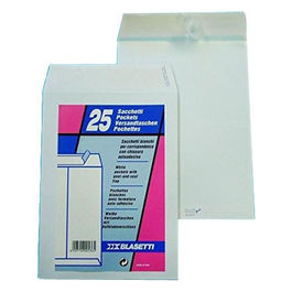 Confezione 25 Buste a Sacco Bianche 19x26cm con Strip Autoadesivo
