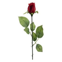 Bocciolo di Rosa con Rugiada in Plastica 52 cm Rosso