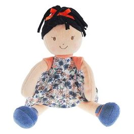 Bonnika Tammy Lu Capelli Neri e Vestito Bianco e Arancio a Fiori Blu 35cm