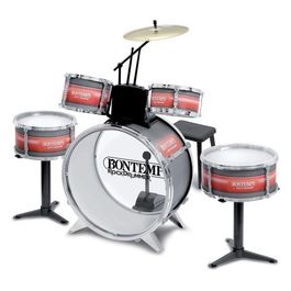 51 4830 - Rock Drummer - Batteria Metallizzata 6 Elementi (Rullante + Tamburo Su Supp. Da Terra) Con Sgabello
