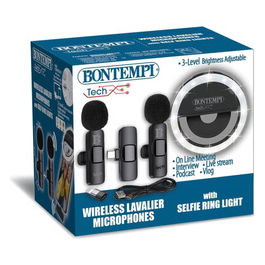 Bontempi, Coppia di Microfoni Wireless, Con Anello di Luce RGB, Per Karaoke, Feste ed Eventi
