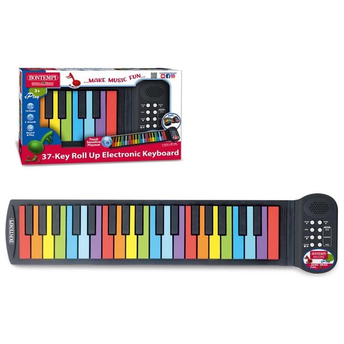 immagine di Bontempi 54 3720 ColorKeys Piano Roll Up 37 Tasti Colorati 8 Suoni 6 Brani Registrazione Presa Cuffie