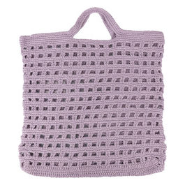 Borsa baguette uncinetto lilla,100% cotone, doppio manico corto, Crochet