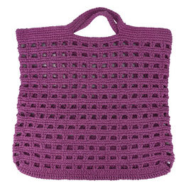 Borsa baguette uncinetto prugna,100% cotone, doppio manico corto, Crochet