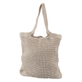 Borsa uncinetto beige,100% cotone, doppio manico lungo, Crochet