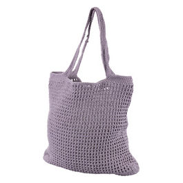 Borsa uncinetto lilla,100% cotone, doppio manico lungo, Crochet