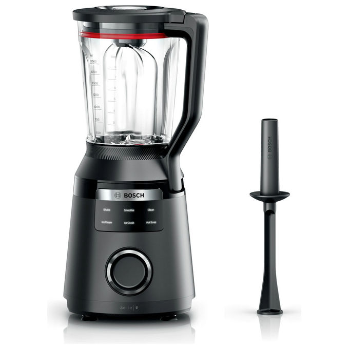 immagine di Frullatore BOSCH MMB6652B, 1800 W, Velocità Max di 45.000 giri al min, Caraffa da 3L, 6 Programmi Automatici, Pulizia Automatica, Lame in Acciaio Inox, Pestello, Nero