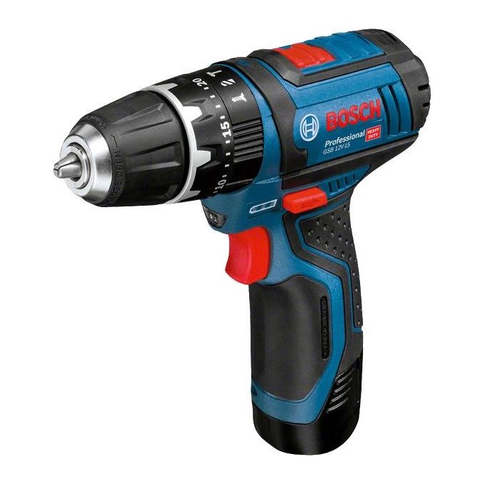 Bosch GSB 12V-15 Trapano Avvitatore a Percussione Nero-Blu-Rosso (Batteria Non Inclusa)