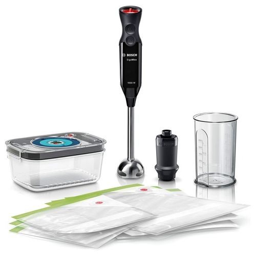 MS6CB61V1 - Frullatore a immersione 1000 W, 12 velocità, accessorio bicchiere graduato 0,6 L, lama in acciaio inox, Nero/Antracite