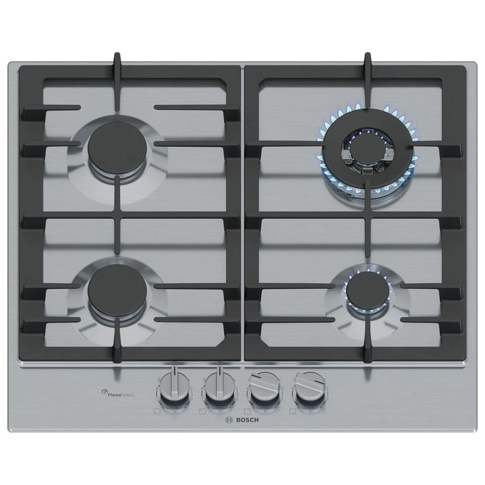 Image of Bosch PCH6A5I90 Serie 6 Piano Cottura 4 Fuochi a Gas Larghezza 60 cm in Acciaio Inox colore Inox