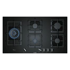PPS9A6B90 Piano cottura da incasso Nero Gas Vetro temperato 5 Fornelli 90 cm