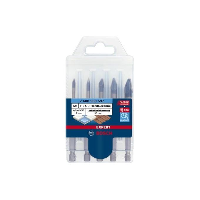 Bosch Professional 5x Set di punte Expert HEX-9 HardCeramic Kit 4-5-6-8-10