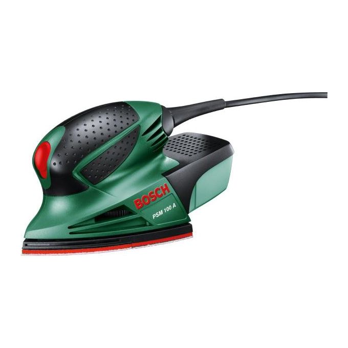Image of Bosch PSM 100A Levigatrice a Delta 100 W con Set di Fogli Abrasivi per Levigatrice Palmare