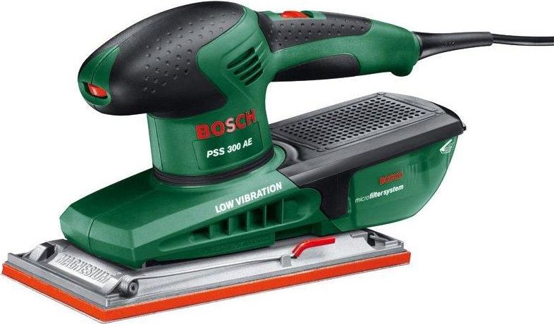 Bosch PSS 300 AE Levigatrice Orbitale 250w Velocità Regolabile Piastra 114x230 mm con Sistema Microfilter