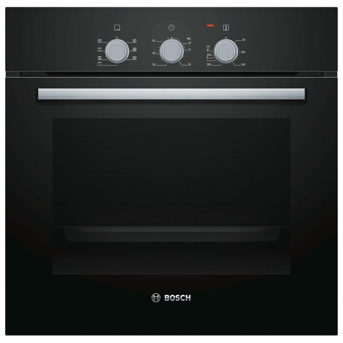 Image of Bosch HBF011BA0 Serie 2 - Forno da incasso elettrico ventilato, 66 L, Classe A, 5 funzioni di cottura tra cui HotAir 3D, grill ventilato, Nero