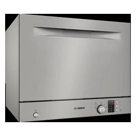 SKS2ITI00E Serie 2 - Lavastoviglie compatta a libera installazione 6 coperti, Classe E, EcoSilence Drive, AquaStop, Asciugatura Extra, (45x55,1x50 cm), Argento