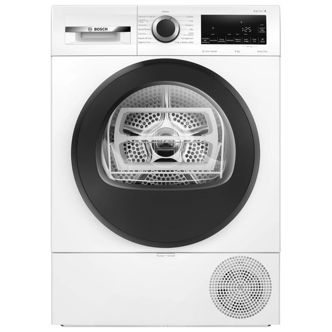 Bosch WQG243C0II Serie 6 Asciugatrice a Pompa di Calore 9 Kg Classe C AutoDry Iron Assist SensitiveDrying (84x60x61 cm) colore Bianco