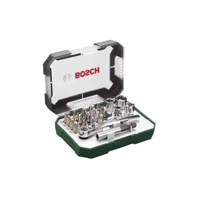 Bosch Set Da 26 Pezzi di Bit Avvitamento e Cricchetti