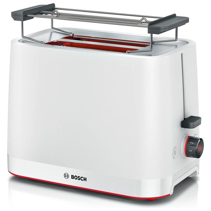 Tostapane BOSCH TAT3M121, 950 W, Tostatura Uniforme, Espulsione Automatica, Vassoio Raccogli-Briciole, Funzione Scongelamento e Riscaldamento, Spegnimento Automatico, Bianco