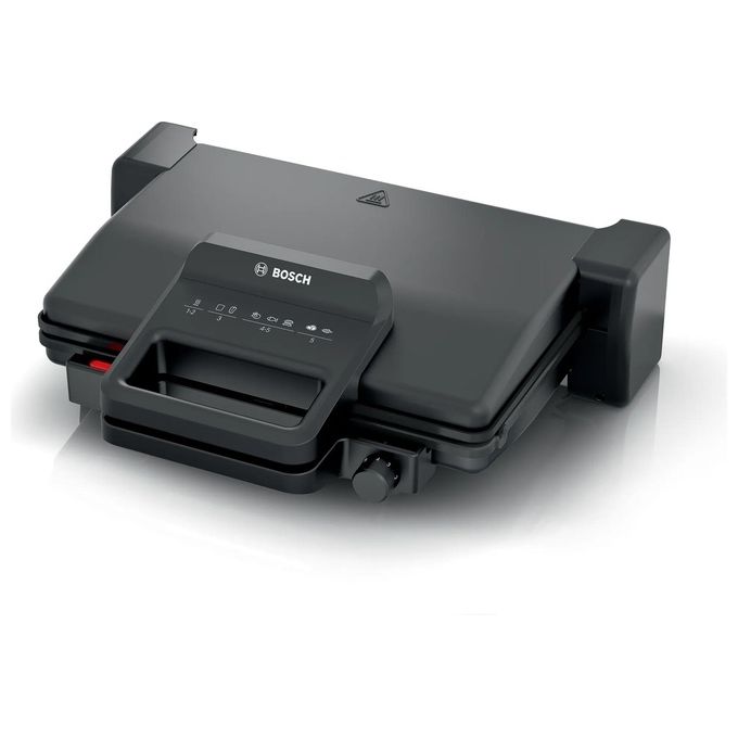 Image of Bosch TGC3323 Bistecchiera Elettrica con Rivestimento Antiaderente Potenza 2000 Watt Termostato Regolabile e Coperchio colore Nero