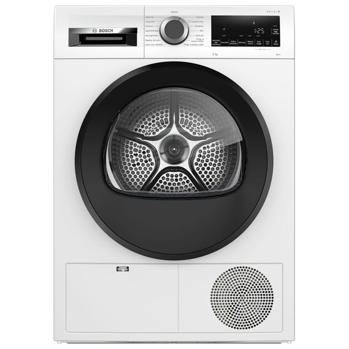 Image of Bosch WQG23100IT Serie 6 - Asciugatrice a pompa di calore 8 kg, Classe A++, AutoDry, programma delicati, (84x60x61 cm), Bianco