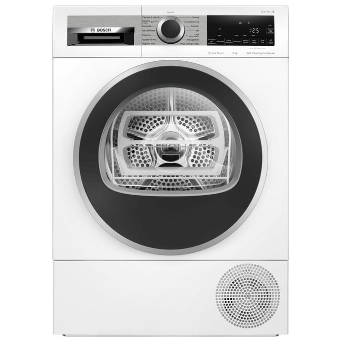 Bosch WQG245C0IT Serie 6 Asciugatrice Pompa di Calore 9 Kg Classe C Condensatore Autopulente Iron Assist Vapore (84x60x61 cm) colore Bianco
