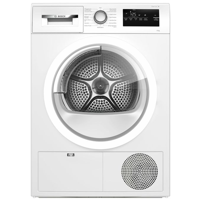 Image of Bosch WTH85V93 Asciugatrice a Pompa di Calore Serie 4 EasyClean 8 Kg AutoDry Classe A - istruzioni e cruscotto in tedesco