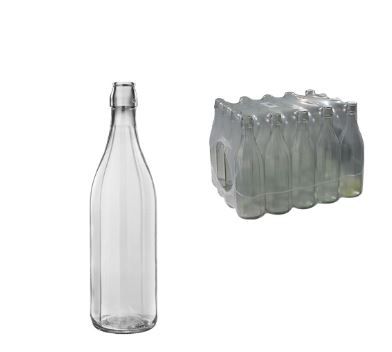Bottiglia in Vetro Trasparente Costolate Confezione 20