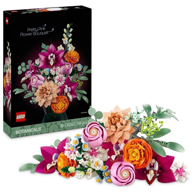 LEGO Botanicals Bouquet di Fiori Rosa, Kit Modellismo Adulti da Collezione, Decorazioni Casa con Piante Finte Artificiali con Margherite, Fiordalisi e Sambuco, Idea Regalo Donna, Uomo, Lei o Lui 10342