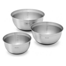 Mixing Bowl Set 3 Ciotole Graduate con Base in Silicone Steel Matt Black