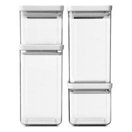 Set 4 Contenitori Quadrati Impilabili TASTY+ Light Grey