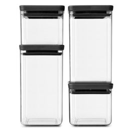 Set 4 Contenitori Quadrati Impilabili TASTY+ Dark Grey