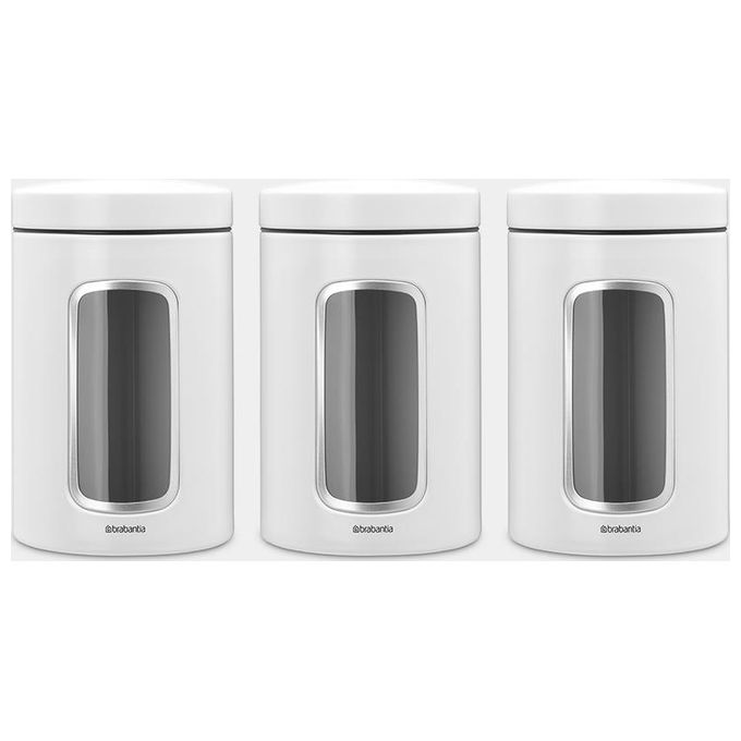 Brabantia Set di Contenitori Universali 1.4 Litri con Finestra Bianco 3 Pezzi