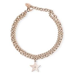 2JEWELS Bracciale in acciaio 316L e Pvd Rosé e cristalli