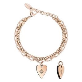 2JEWELS Bracciale in acciaio 316L ipoallergenico e Pvd Rosé con smalto e cristalli