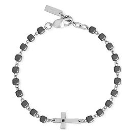 2JEWELS Bracciale ematite, cristalli e acciaio 316L ipoallergenico