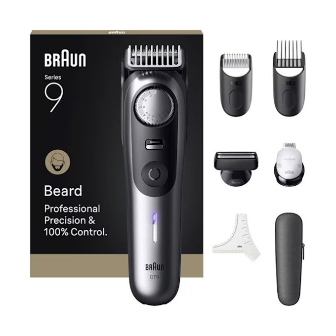 Braun BeardTrimmer 9 BT9520 Regolabarba Batteria 52 Lunghezze Impermeabile