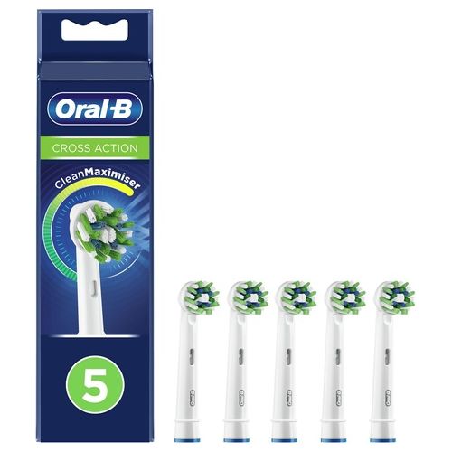 Braun EB50RB Oral-B CrossAction Testine di Ricambio per Spazzolino Elettrico con Tecnologia CleanMaximiser Confezione da 5 Pezzi