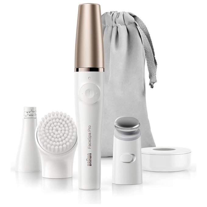 Braun SE911 FaceSpa Pro Epilatore Viso 3in1 10 Micro Pinzette WetandDry Ricaricabile 90 min colore Bianco Oro