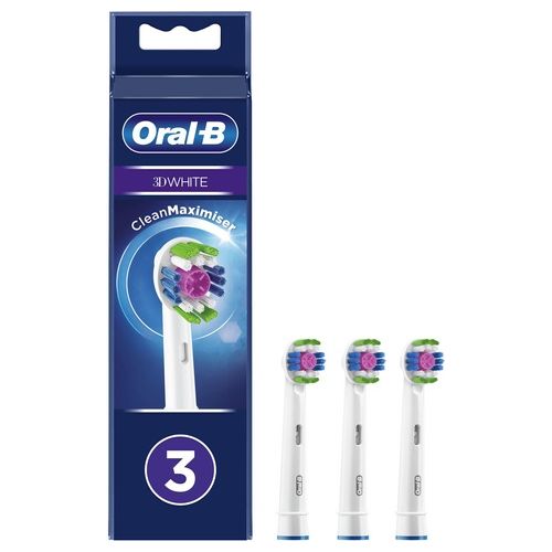 Braun Oral-B 3D White Testine di Ricambio con Tecnologia CleanMaximiser Confezione da 3 Pezzi