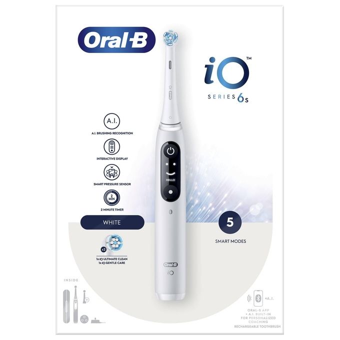 Image of Braun Oral-B iO6 Spazzolino Elettrico 5 Modalita' Tecnica Rotante Micro-Vibrazioni Bianco