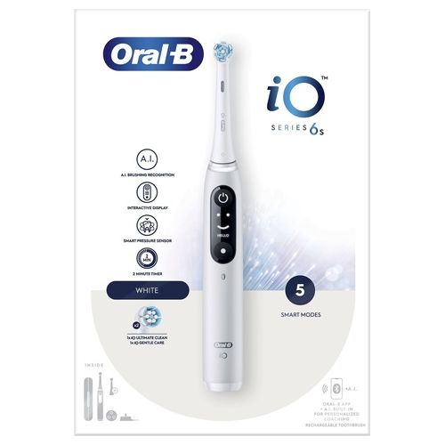 Braun Oral-B iO6 Spazzolino Elettrico 5 Modalita' Tecnica Rotante Micro-Vibrazioni Bianco