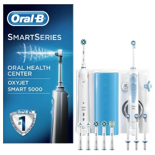 Braun Oral-B Smart 5000 con Oxyjet Spazzolino Rotante-Oscillante Blu/Bianco