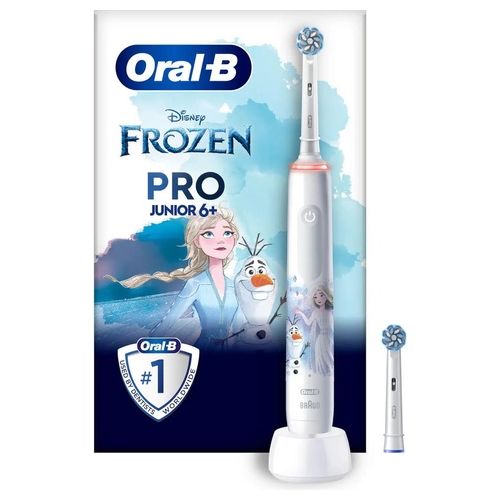 Braun Oral-B Spazzolino Elettrico Pro Junior 1 Spazzolino di Frozen 2 Testine da 6 Anni in Su