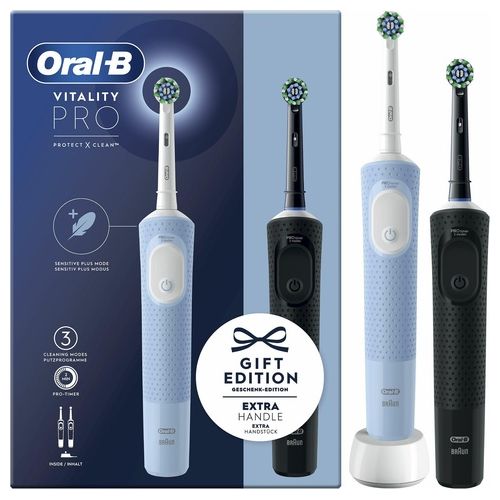 Oral-B Spazzolino Elettrico Vitality Pro Duo Gift Edition Azzurro e Nero