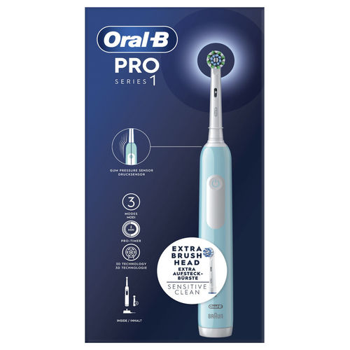 Oral-B PRO1TURQUOISE Series 1 Spazzolino elettrico oscillante rotante 3 modalità timer 2 min 2 testine colore Blu