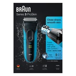 Braun Series 3 ProSkin 3045s Rasoio Elettrico Wet and Dry Trimmer Nero/Blu