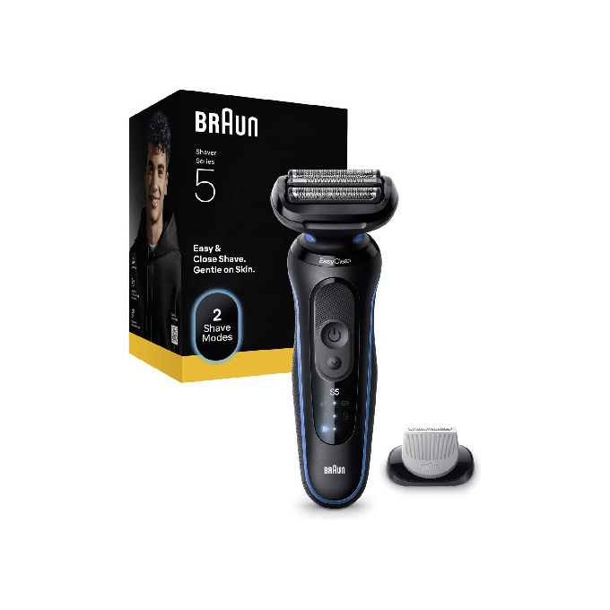 Braun Series 5 52-B1000s Rasoio Elettrico Nero Blu, Batteria 50min